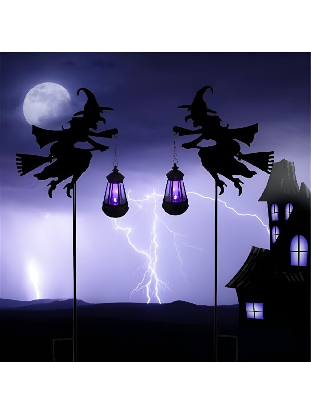 Halloween Witches Outdoor Solar Lanterns 2 Pack - Halloween Decorations Outdoor